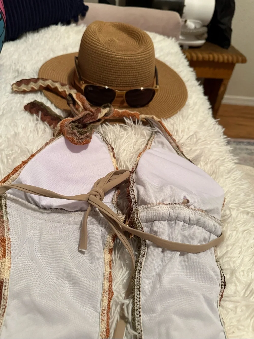 Women’s sexy  One-Piece Swimsuit in multi colors - brown, olive green & beige